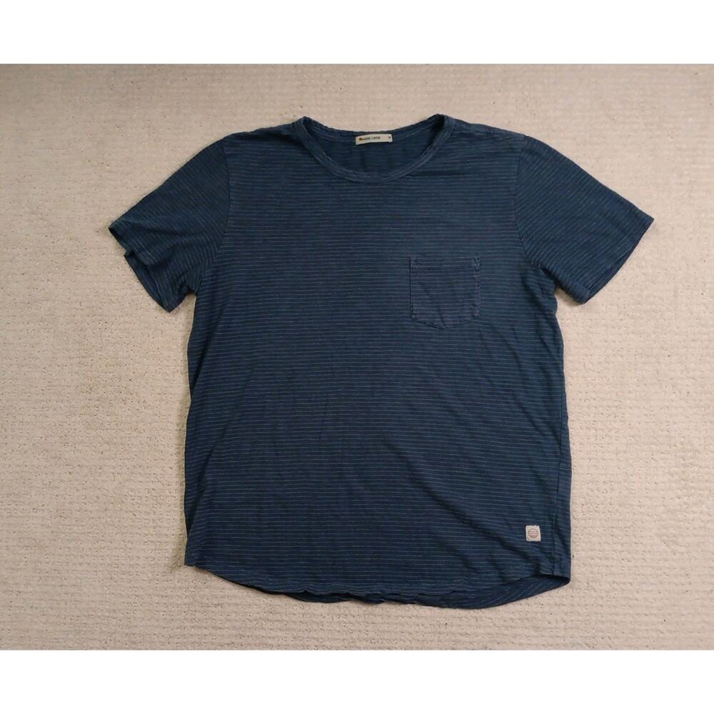 Marine Layer Shirt Men's Size M Blue Striped Crewneck with Pocket